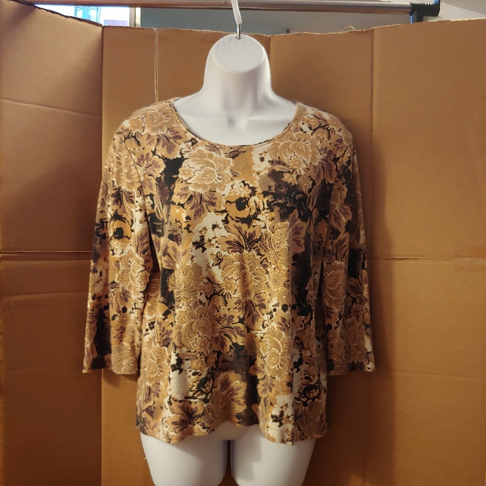 Women's Rebecca Malone Brown Floral Shirt, M